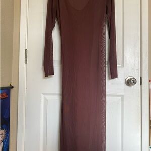 Elegant Brown Long Sleeve Dress